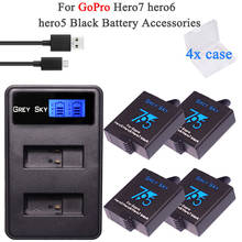 Gopro hero 7-bateria com carregador lcd e usb duplo, para gopro hero 5, 6, 7, 7 e 7, acessórios para câmera 2024 - compre barato