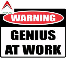 Aliauto Funny Car Sticker Warning Sign Genius At Work Accessories Water Proof Vinyl Decal for Nissan Suzuki Peugeot VW,16cm*11cm 2024 - buy cheap