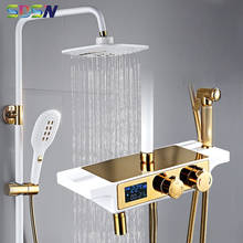 Juego de ducha Digital SDSN, grifo de ducha de baño de oro blanco, Sistema de ducha termostática, bañera de lluvia, juego de ducha Digital 2024 - compra barato