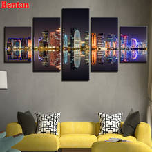 3d picture of rhinestone Diamond Painting 5 Panel City Nightscape diamond Embroidery Cross Stitch Diamond Mosaic home decor 2024 - buy cheap