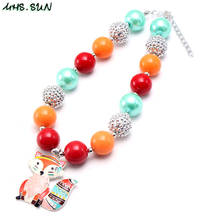 MHS.SUN Cute Fox Pendant Chunky Beads Necklace Girls Kids Bubblegum Necklace For Baby Toddler Jewelry 1Pc 2024 - buy cheap