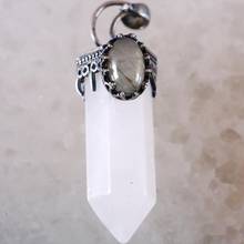 Pedra natural pingente de cristal branco hexágono pilar antigo coroa meia lua colar feminino masculino cura jóias 1 pçs k794 2024 - compre barato