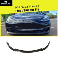 Para tesla modelo 3 base sedan longo alcance sedan 4-door 2016 - 2018 fibra de carbono/frp amortecedor dianteiro lábio divisores spoiler guarda 2024 - compre barato