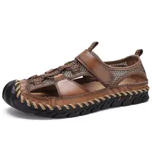 Sandalias de piel auténtica H08 para hombre, zapatos informales a la moda, de diseño, para la playa, talla grande 48 2024 - compra barato