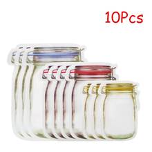 10/20/30pcs Mason Jar Zipper Bags Reusable Snack Saver Bag Leakproof Food Sandwich For Biscuits Snack Preserv 2024 - buy cheap