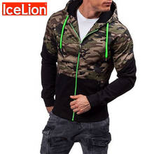 IceLion 2021 Spring Camouflage Zipper Hoodies Men Slim Fit Sweatshirt Fashion Hit Sportswear Male Tracksuit Hip Hop Streetwear 2024 - buy cheap