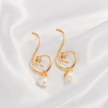 Fashion Hollow Spiral Drop Earrings for Women Gold Color Alloy Pearl Long Hanging Dangle Ear Pierced Jewelry Gift Wholesale 2024 - buy cheap