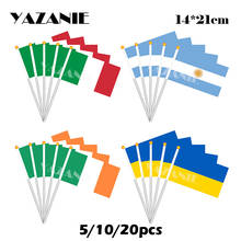 YAZANIE 14*21cm 5/10/20pcs Italy Argentina Ireland Ukraine Small Hand Held Flag Polyester World Country National Printing Flag 2024 - buy cheap