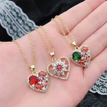 Fashion Chic Multicolor Crystal Zircon Diamonds Gemstones Heart Pendant Necklaces for Women Girl 18k Gold Color Choker Jewelry 2024 - buy cheap