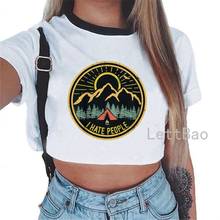 Camiseta de Camping I Hate People para mujer, Camiseta corta a la moda, camiseta estampada, Tops cortos, ropa para mujer 2024 - compra barato