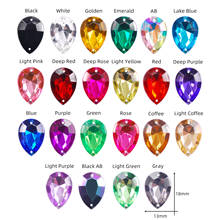 50pcs/lot Nice Clear Acrylic Sew On Rhinestone Teardrop Shape 13*18mm Colourful Crystal Point back Stones Strass for Clothing 2024 - buy cheap