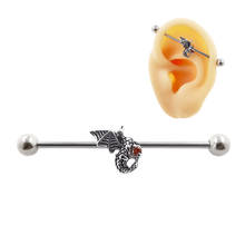 JHJT 316L Surgical Steell Industrial Barbell Bar Charizard Ear Ring Body Piercing Jewellery 14Gauge 38mm 2024 - buy cheap