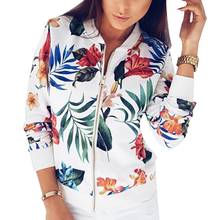 Plus Size Fashion Spring Autumn Flower Leaves Print Sports Women Long Sleeve Baseball Jacket Zip Coat 2024 - buy cheap