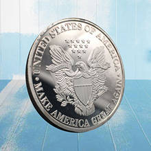 Donald trump 45th moeda prateada colecionável, moeda comemorativa da águia, presente para fazer a américa grande mais 2024 - compre barato