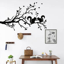 Árvore decalques de parede padrões florais pássaros esquilo vinil adesivo natureza arte design casa decoração sala estar quarto murais 3592 2024 - compre barato
