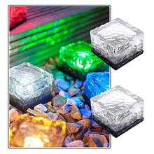 Solar Light LED Ice Brick Light Outdoor Waterproof Ground Crystal Glass Ice Brick Lawn Yard Path Aisle Garden Decoration Light 2024 - buy cheap