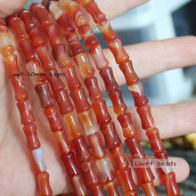 Cuentas de forma de bambú naturales, ágatas rojas de 6x9mm, para fabricación de joyas DIY 2024 - compra barato