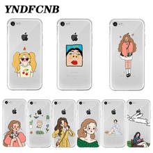 Funda de teléfono de chica Linda coreana para iPhone SE 2020 11 Pro X XR Xs Max 6 6S 7 8 Plus, carcasa transparente suave 2024 - compra barato