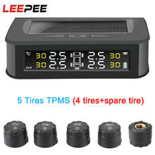 LEEPEE  5 Tire TPMS With External sensors Car Tire Pressure Alarm Monitor System Solar Charge  Display Pressure Control Warning 2024 - buy cheap