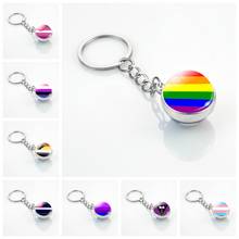 Rainbow Flag Pride Day Double-sided GlassBall Keychain Gay KeyRing Jewelry Pendant Bisexual Jewelry Fashion Keychain Accessories 2024 - buy cheap