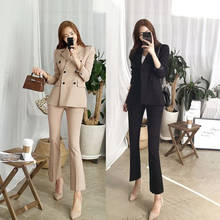 Spring and Autumn New Slim Double-breasted Professional Micro Flare Pants Suit Women Casual Fashion Small Suit SetOL2 piece sets 2024 - buy cheap