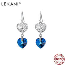 LEKANI 925 Sterling Silver Drop Earrings For Women Hollow Heart And Austria Crystal Heart Pendants Earrings Fine Jewelry 2024 - buy cheap
