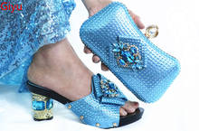 Doermostrar sapatos e bolsas de alta qualidade, cores skyblue, sapatos africanos, com bolsas combinando, mulheres e bolsa para festa 2024 - compre barato