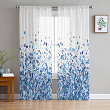 Blue Dots Circle Voile Curtains for Living Room Window Treatment Sheer Curtains for Bedroom Kitchen Drapes 2024 - buy cheap
