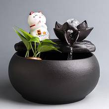 220V Black Zen Ceramic Water Fountain Living Room Indoor Flowing Ornaments Desktop Fish Tank Lucky Feng Shui Fountain Home Decor 2024 - buy cheap