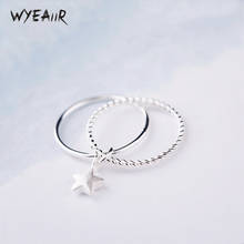 WYEAIIR-Anillo de Plata de Ley 925 con estrellas de doble capa, sortija, plata esterlina, diseño versátil 2024 - compra barato