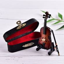 Fantasia de mini violino com suporte, coleção de instrumentos musicais de madeira em miniatura, versão atualizada 2024 - compre barato