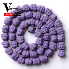 Natural Minerals Beads Purple Buddha Head Nanotech Rubber Hematite Beads For Jewelry Making 8mm Spacer Beads Diy Bracelets 15'' 2024 - buy cheap