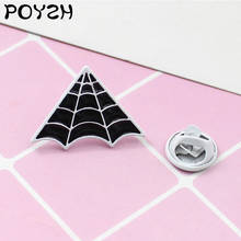 Black triangular spider web Brooch Enamel drop glaze Lapel Pin Gothic Metal Alloy Badge Denim hat bag Decorative jewelry Gifts 2024 - buy cheap