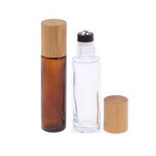 Botella de vidrio esmerilado ámbar para cosméticos, contenedor de suero de aceite esencial, Marrón mate, Roll on, Perfume, tapa de bambú, accesorios de maquillaje, 15ml 2024 - compra barato
