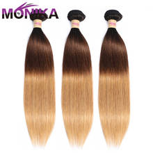 Monika-mechones de pelo precoloreados T1B/4/27, cabello ondulado ombré, humano brasileño, liso, 3 mechones, rubio miel no Remy 2024 - compra barato