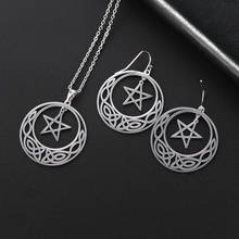 Skyrim Pentagram Irish Knot Stainless Steel Jewelry Set Black Golden Gothic Pendant Necklace Statement Dangle Earring Gift Women 2024 - buy cheap