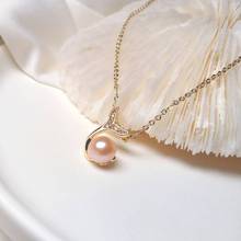 Ожерелье DAIMI с розовым пресноводным жемчугом и рыбьим хвостом, темпераментная модная цепочка до ключиц, простое универсальное ожерелье с подвеской, ювелирные изделия 2024 - купить недорого