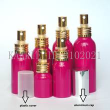 Frasco de spray vazio de alumínio rosa, frasco de spray vermelho 20-300ml, tampa de plástico, refil de névoa fina, frasco de subembalagem de amostra cosmética 2024 - compre barato