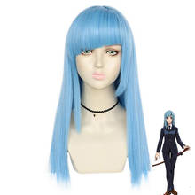Anime Jujutsu Kaisen Miwa Kasumi Light Blue Long Straight Wig Cosplay Costume Heat Resistant Synthetic Hair Women Wigs 2024 - buy cheap