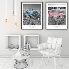 Vintage carros enferrujado velho caminhão veículo retro arte da parede posters quadros em tela para sala de estar 2024 - compre barato