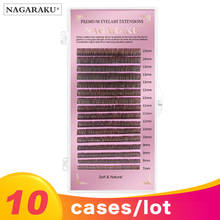 NAGARAKU 10 Cases/Lot Brown Lash 16 Lines Tray  7-15 Mix High Quality Mink Eyelash Extension Individual Eyelashes Natural Lashes 2024 - buy cheap