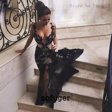 Черное сексуальное вечернее платье с v-образным вырезом и открытой спиной, длинное вечернее платье для выпускного вечера, вечернее платье для особых случаев в арабском стиле 2024 - купить недорого