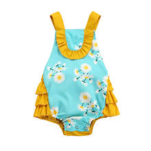 Lioraitiin-body informal para bebés y niñas, ropa de cuello cuadrado sin mangas, estampado Floral, azul, 04-08, 0-18 meses, 2021 2024 - compra barato