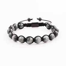 Pulseira masculina de pedra natural, bracelete para macrame com pedra natural feita à mão 2024 - compre barato