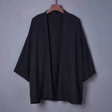 Kimono Yukata negro suelto para hombre y mujer, ropa de calle Vintage, disfraces de Cosplay clásicos de samurái, Kimono japonés, cárdigan Haori 2024 - compra barato