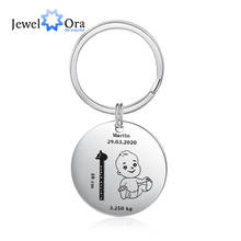 JewelOra Personalized Keychain Fashion Stainless Steel Jewelry Customized Baby Photo Mother Gift Engrave Height&Weight for Women 2024 - buy cheap