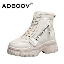 ADBOOV Fur Lining Ankle Boots Women Zip Synthetic Leather Winter Shoes Ladies 2024 - buy cheap