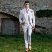 Trajes blancos de boda italianos para hombre, traje ajustado para novio y novio, ropa de graduación (chaqueta + Pantalones), 3 piezas, 2021 2024 - compra barato
