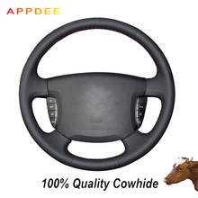 Black Genuine Leather Steering Wheel Cover for ssangyong actyon kyron 2024 - buy cheap