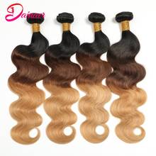 Ombre Brazilian Body Wave Hair 1B/4/27 Remy Human Hair Weaving Natural Weave Bundles 3/4PCS  Extensions 12-24Inches Dainaer Hair 2024 - buy cheap